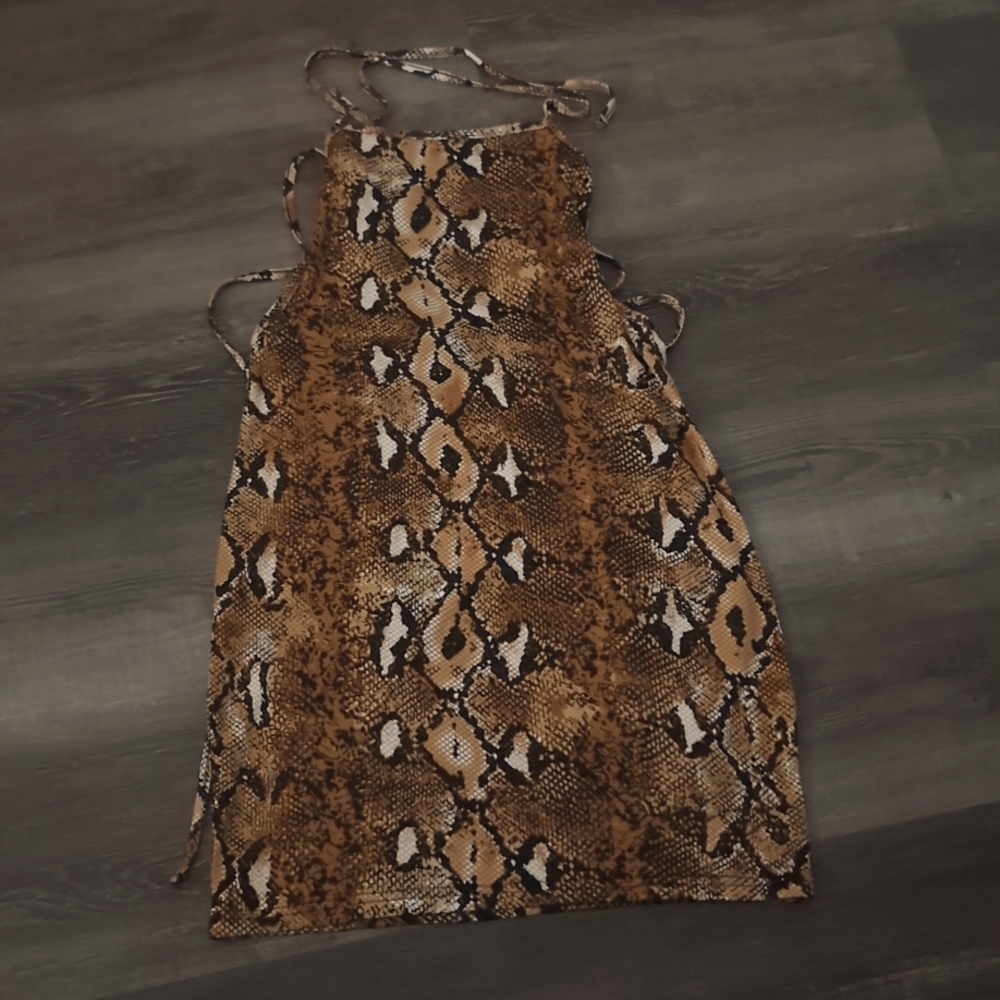 Animal Print Mini Dress with Spaghetti Straps Size XL